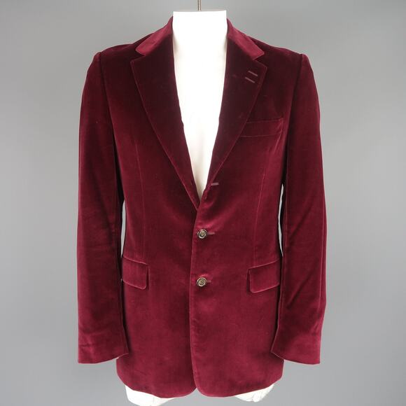 PAUL SMITH 40 Long Burgundy Velvet Notch Lapel Sport Coat Jacket - Picture 1 of 7